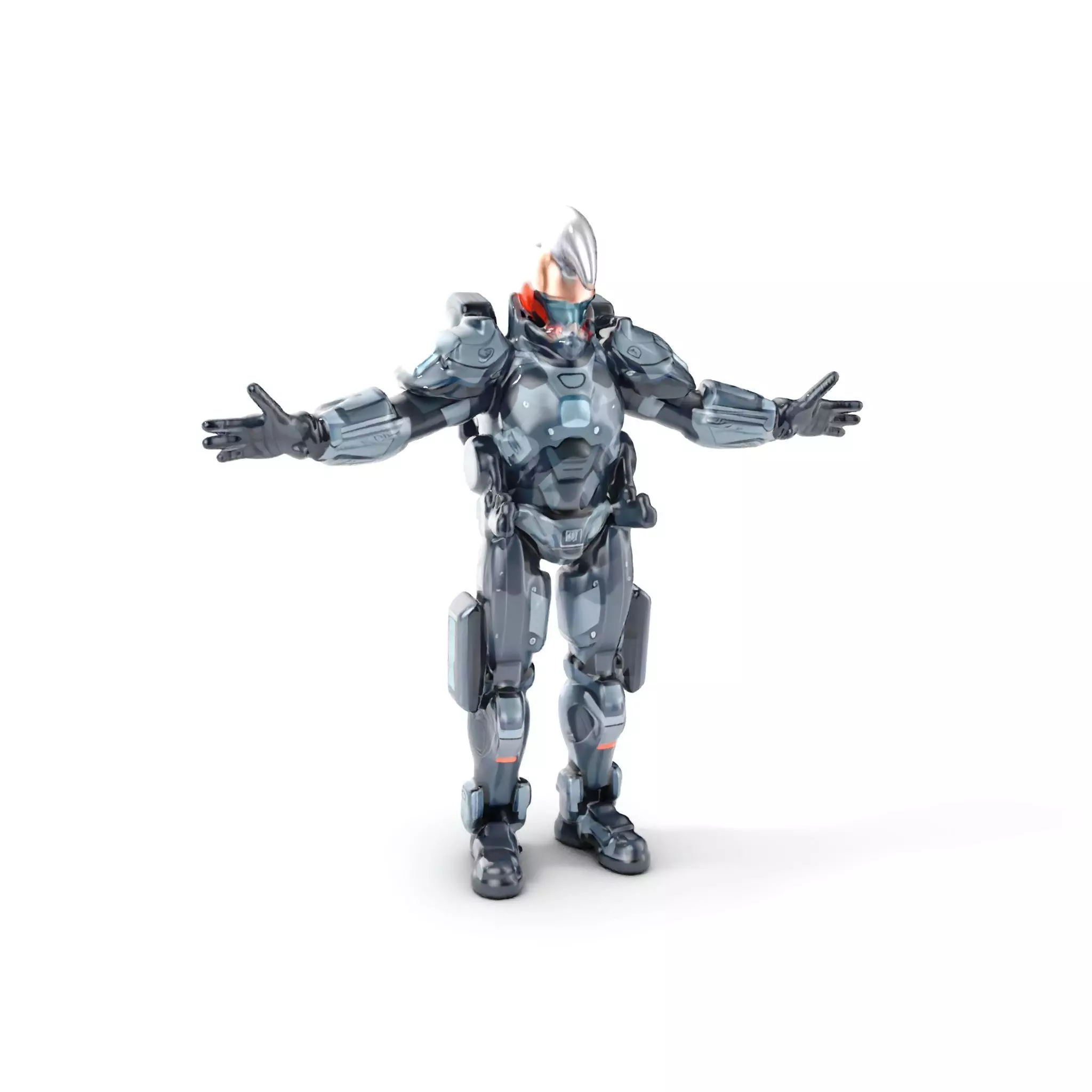 Futuristic Cyber Soldier Rigged and Animated D Character Model Low-poly 3D model_0