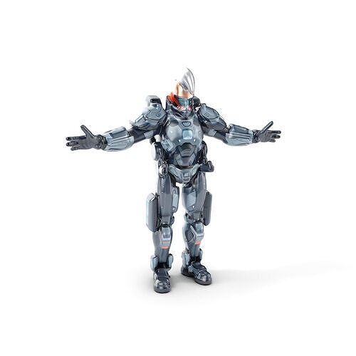 Futuristic Cyber Soldier Rigged and Animated D Character Model Low-poly 3D model