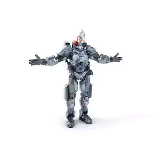 Futuristic Cyber Soldier Rigged and Animated D Character Model Low-poly 3D model