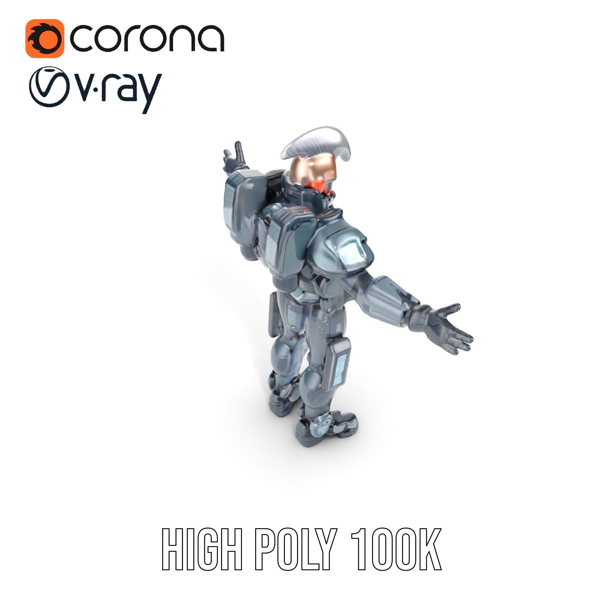 Futuristic Cyber Soldier Rigged and Animated D Character Model Low-poly 3D model_24