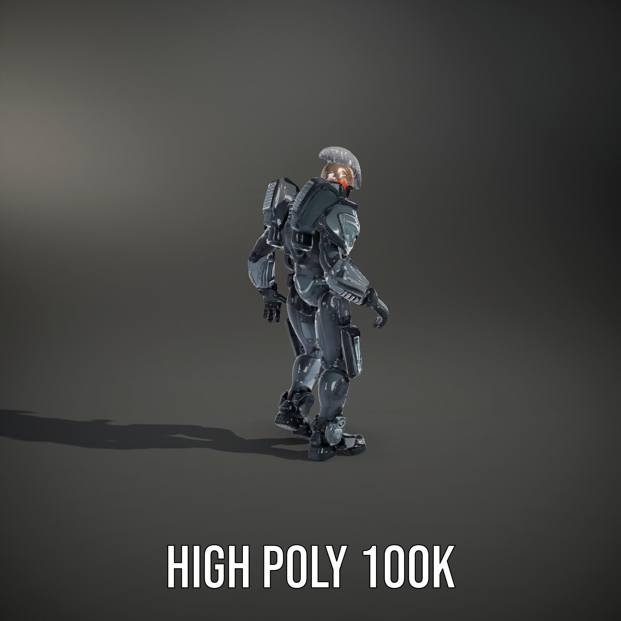 Futuristic Cyber Soldier Rigged and Animated D Character Model Low-poly 3D model_40