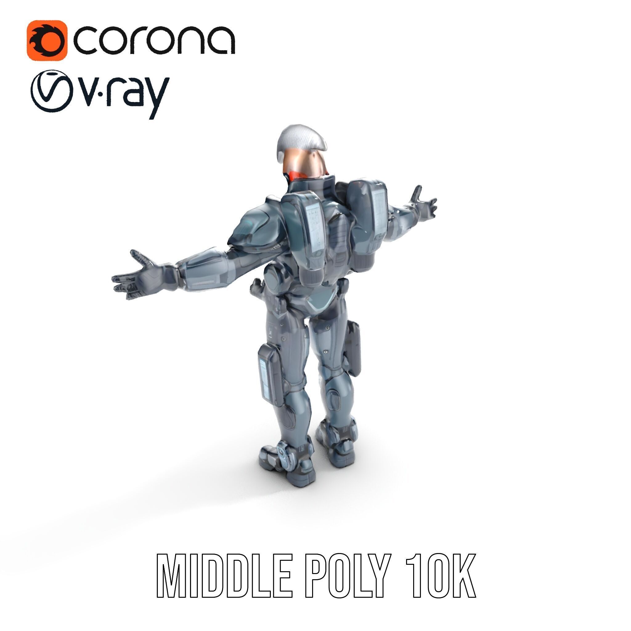 Futuristic Cyber Soldier Rigged and Animated D Character Model Low-poly 3D model_22