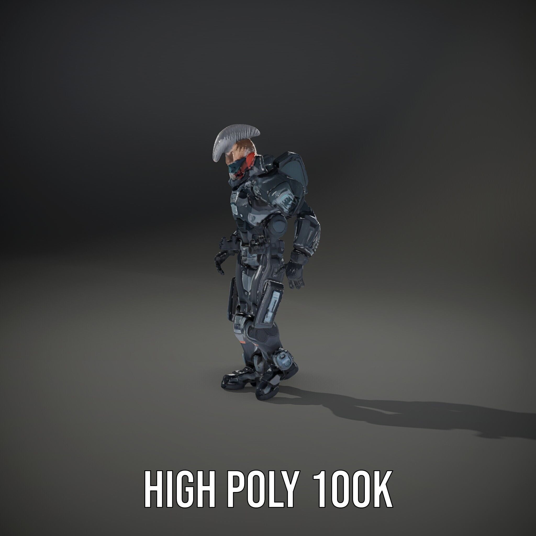 Futuristic Cyber Soldier Rigged and Animated D Character Model Low-poly 3D model_41