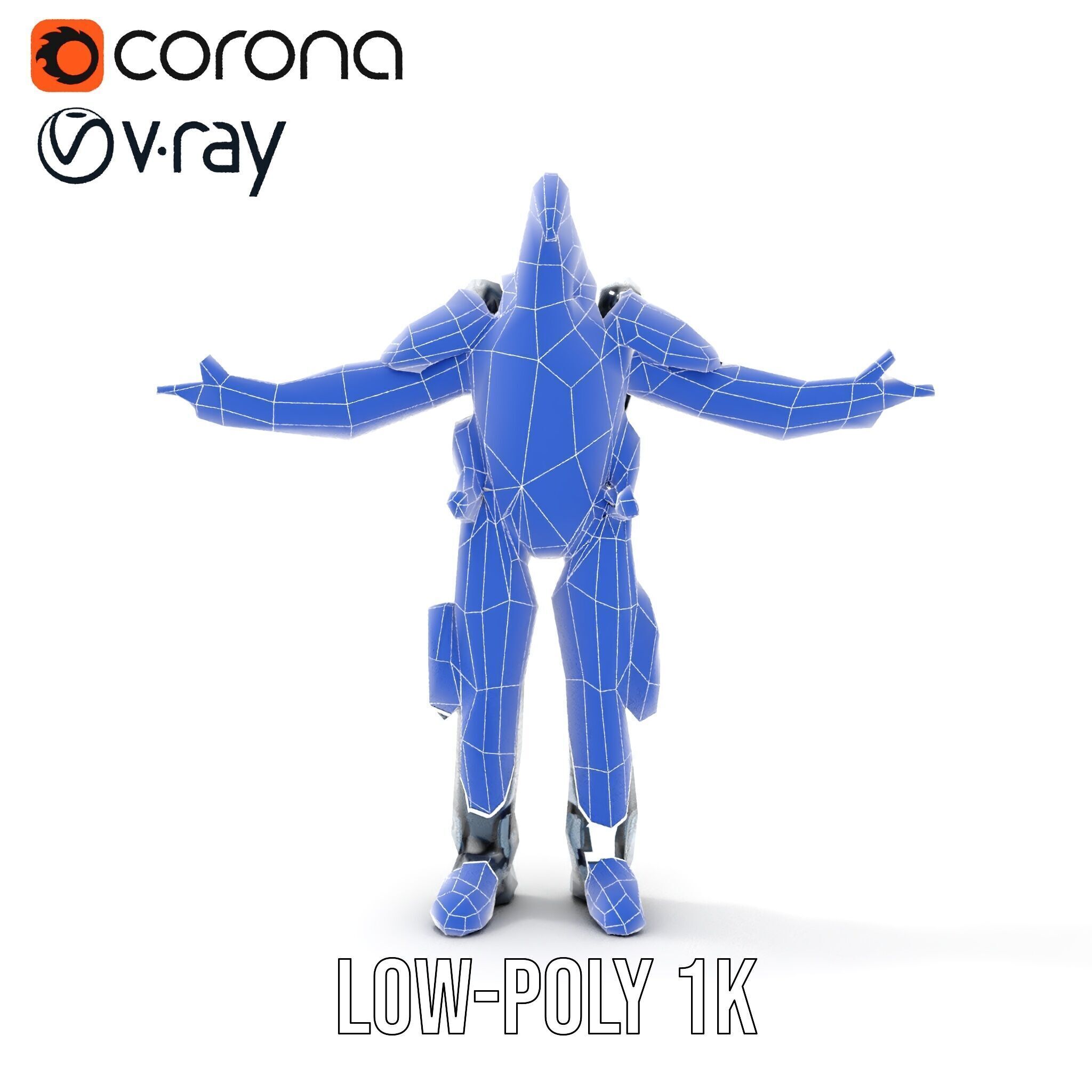 Futuristic Cyber Soldier Rigged and Animated D Character Model Low-poly 3D model_10