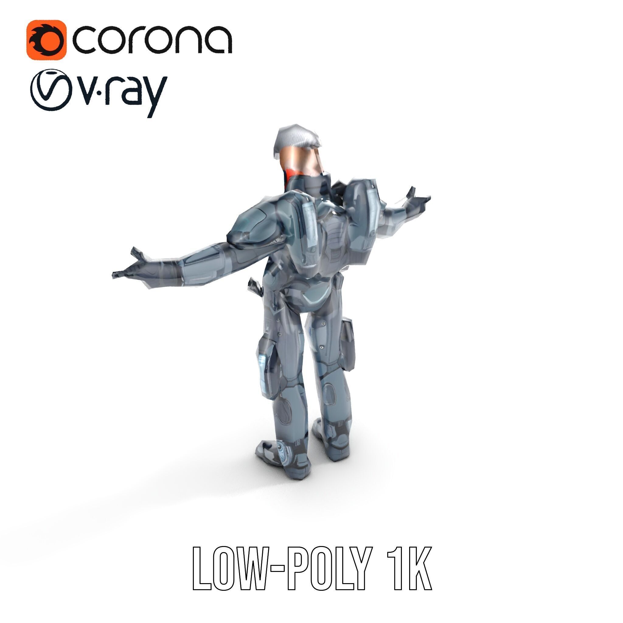 Futuristic Cyber Soldier Rigged and Animated D Character Model Low-poly 3D model_12