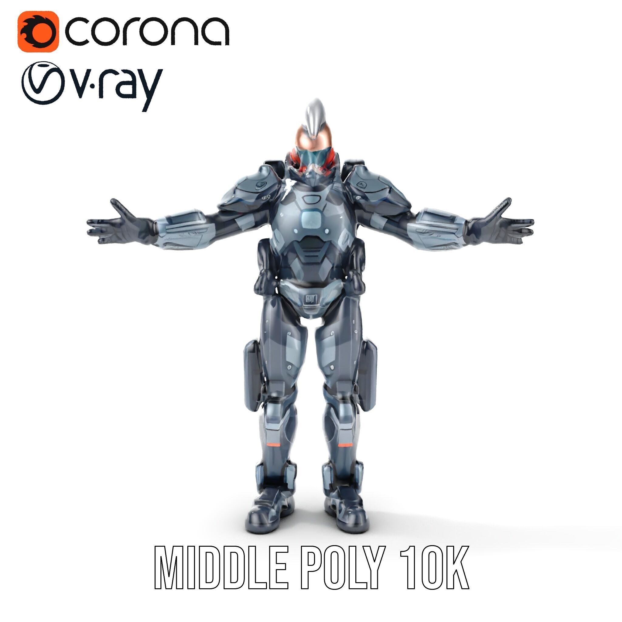 Futuristic Cyber Soldier Rigged and Animated D Character Model Low-poly 3D model_20