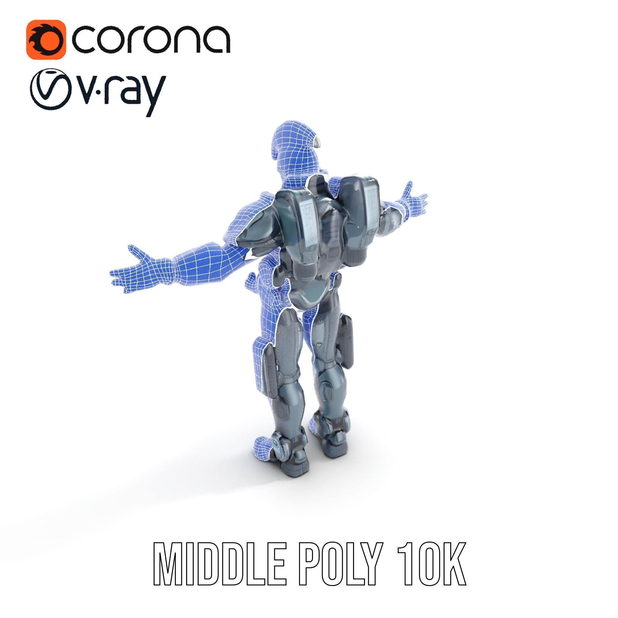 Futuristic Cyber Soldier Rigged and Animated D Character Model Low-poly 3D model_17