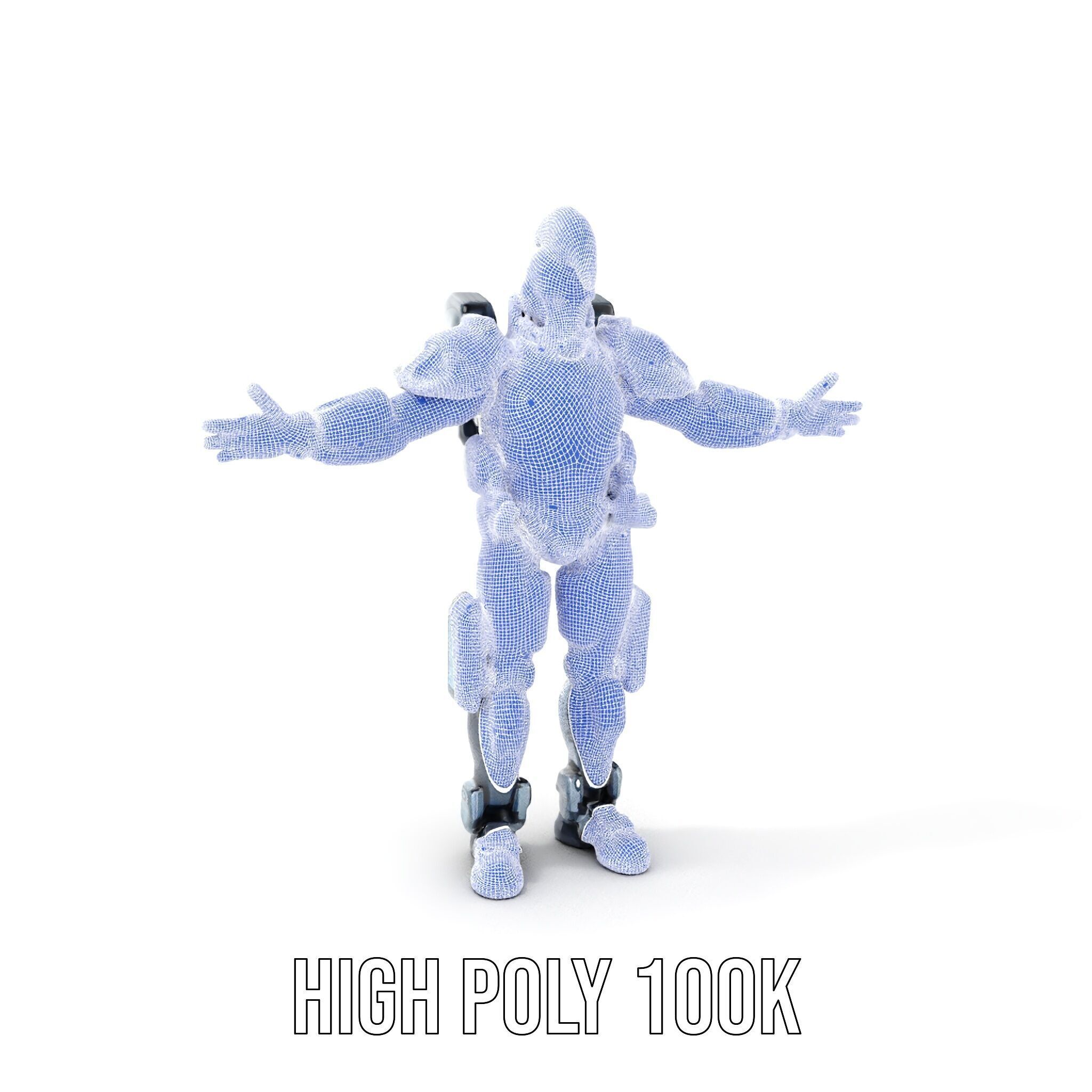 Futuristic Cyber Soldier Rigged and Animated D Character Model Low-poly 3D model_5