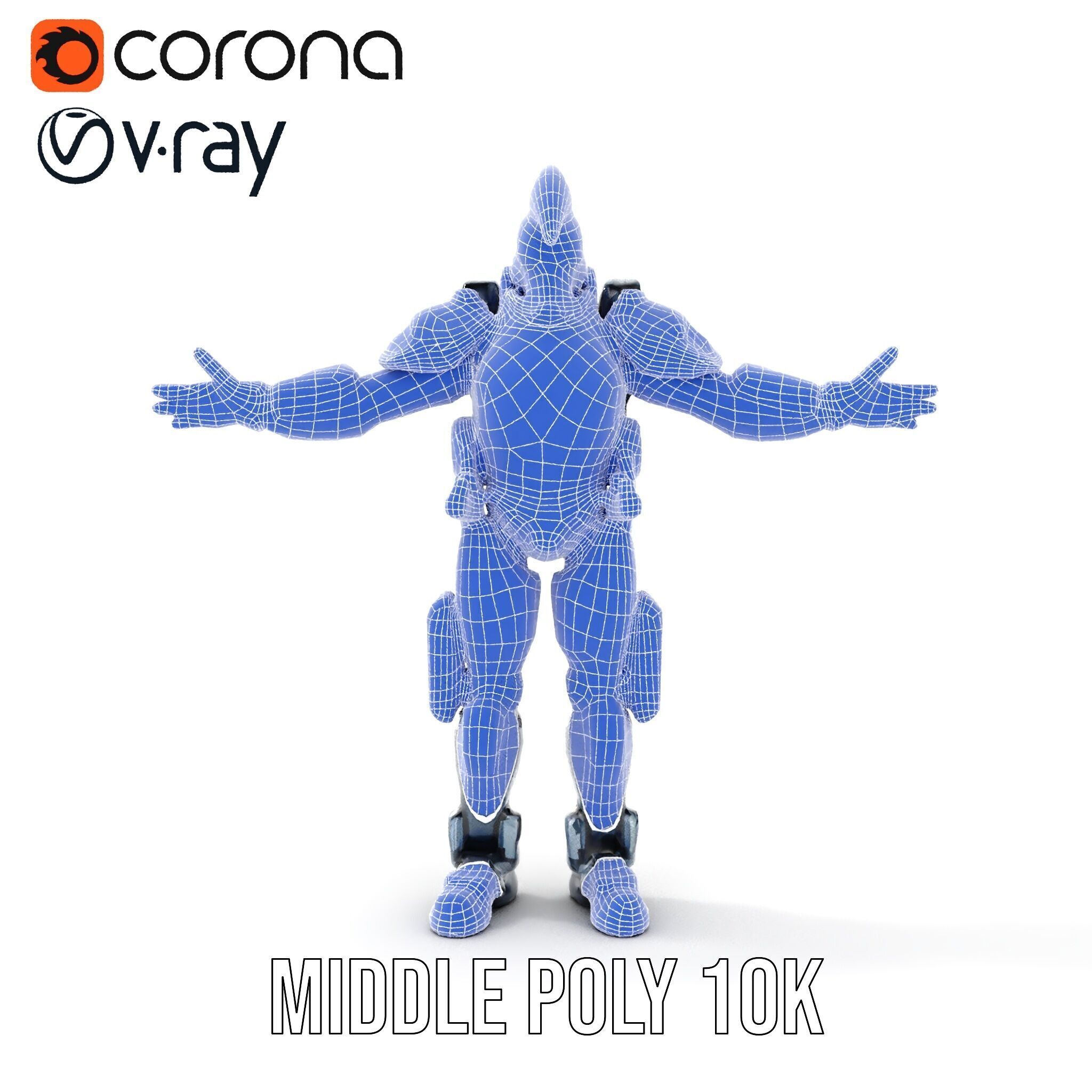 Futuristic Cyber Soldier Rigged and Animated D Character Model Low-poly 3D model_28