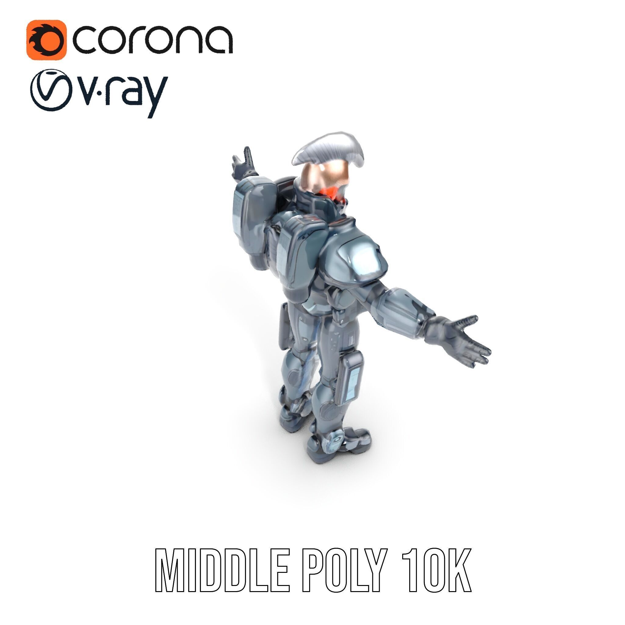 Futuristic Cyber Soldier Rigged and Animated D Character Model Low-poly 3D model_11