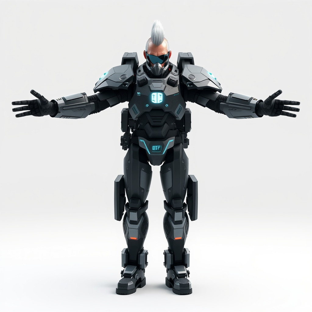 Futuristic Cyber Soldier Rigged and Animated D Character Model Low-poly 3D model_3