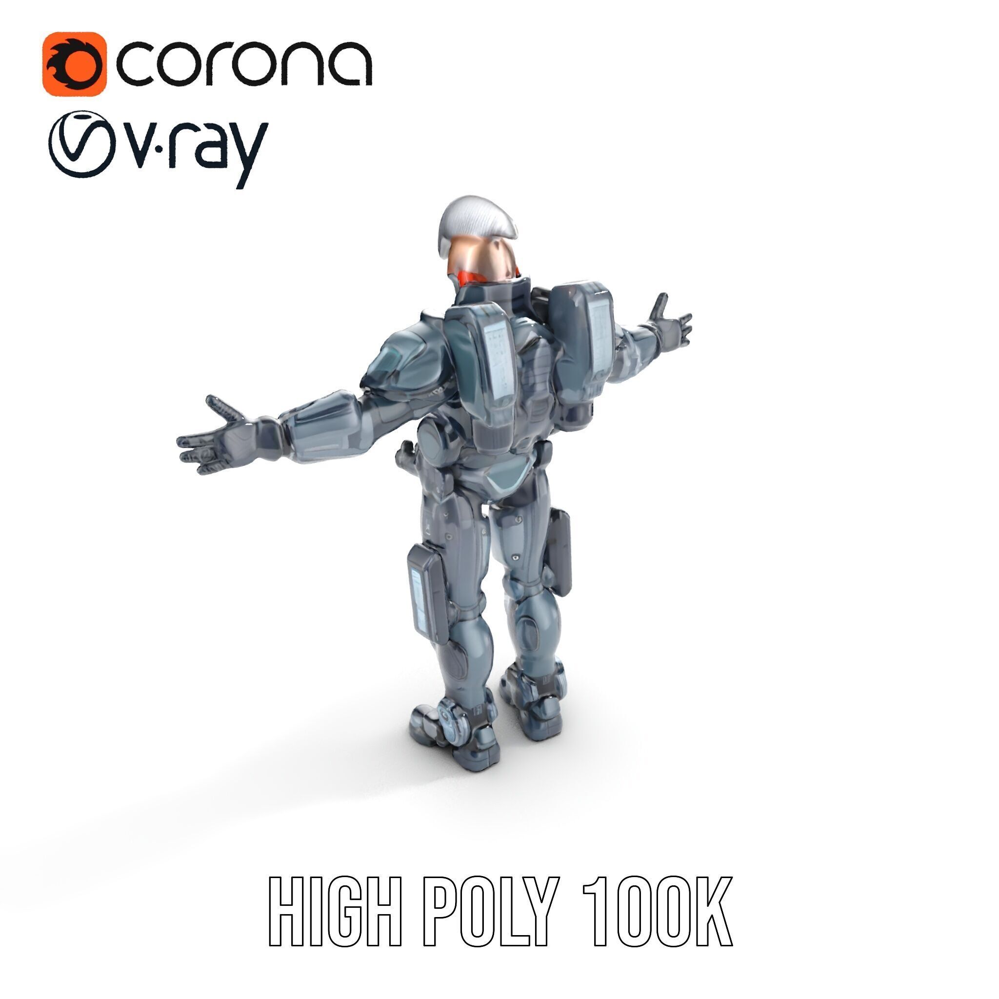 Futuristic Cyber Soldier Rigged and Animated D Character Model Low-poly 3D model_16