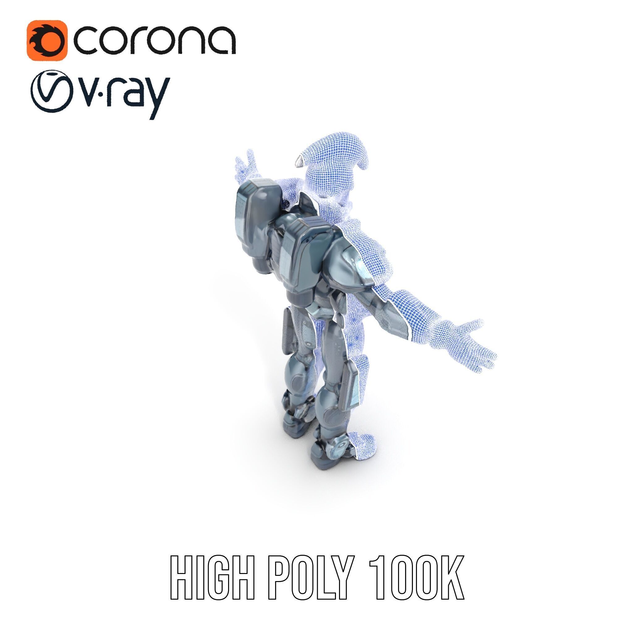 Futuristic Cyber Soldier Rigged and Animated D Character Model Low-poly 3D model_27