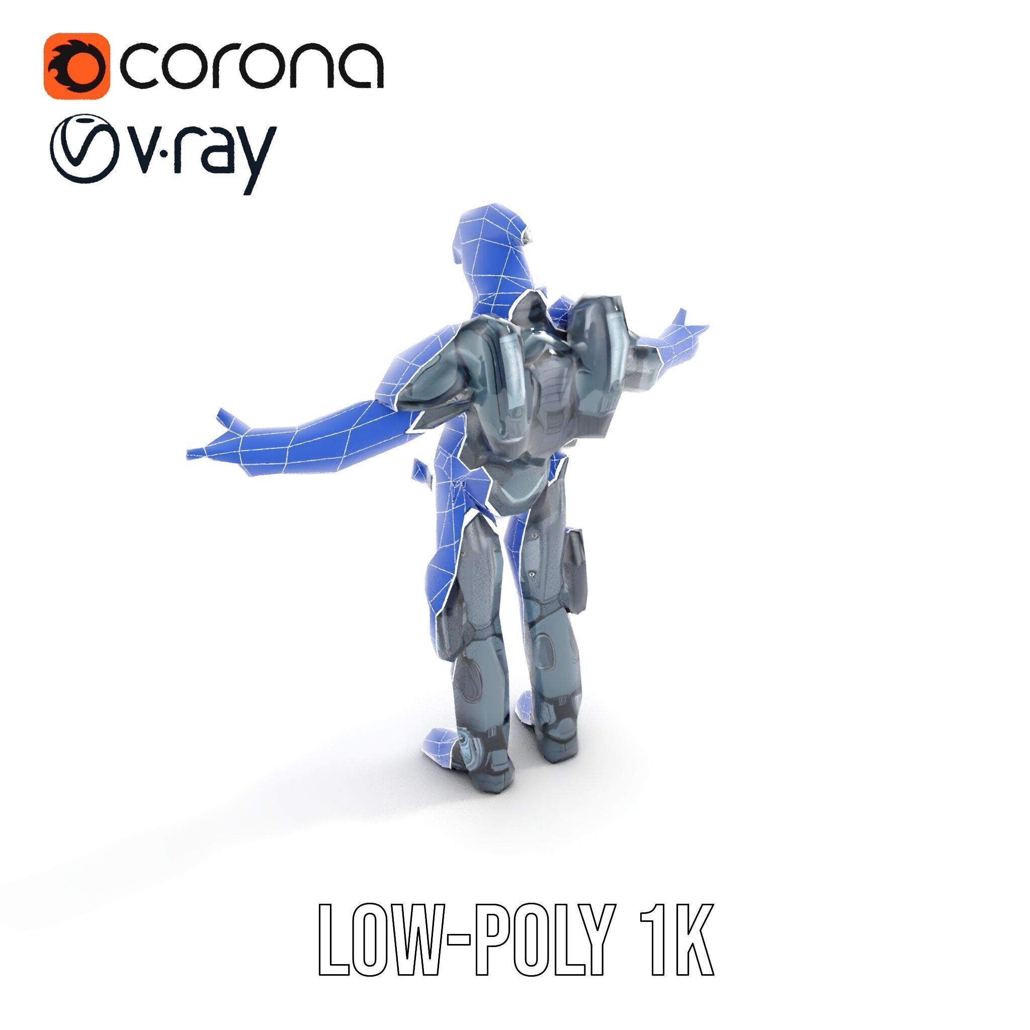 Futuristic Cyber Soldier Rigged and Animated D Character Model Low-poly 3D model_21