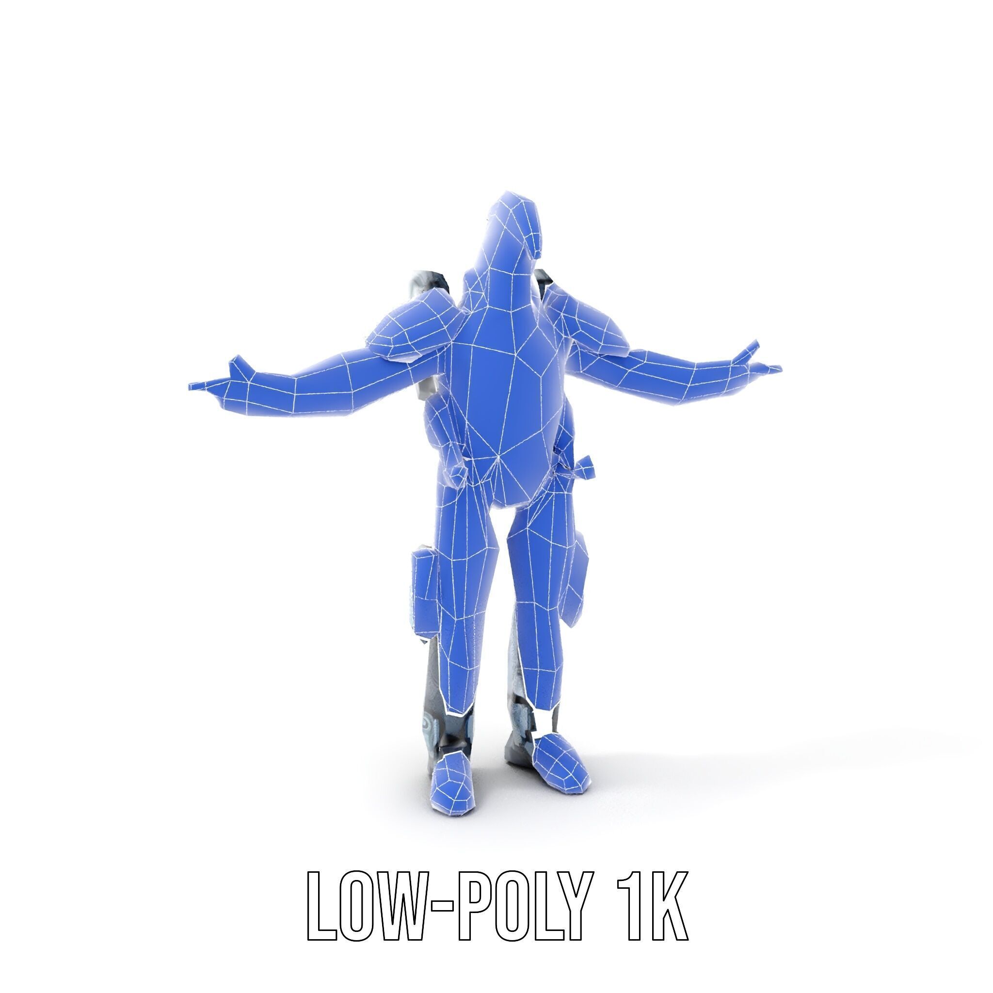 Futuristic Cyber Soldier Rigged and Animated D Character Model Low-poly 3D model_15