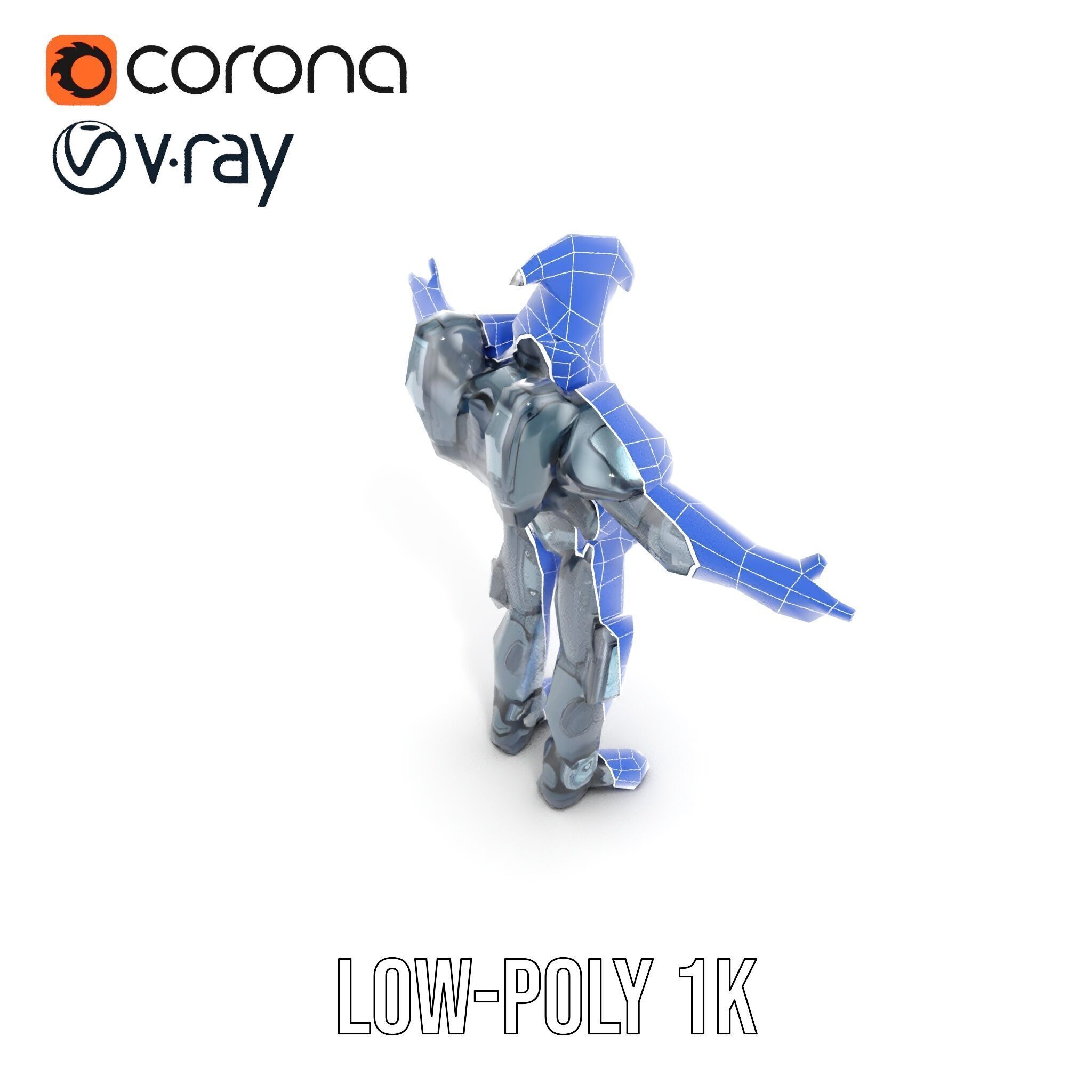 Futuristic Cyber Soldier Rigged and Animated D Character Model Low-poly 3D model_26