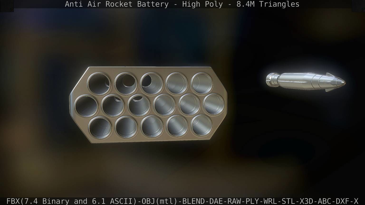 Anti Air Rocket Battery High Poly 3D model_13