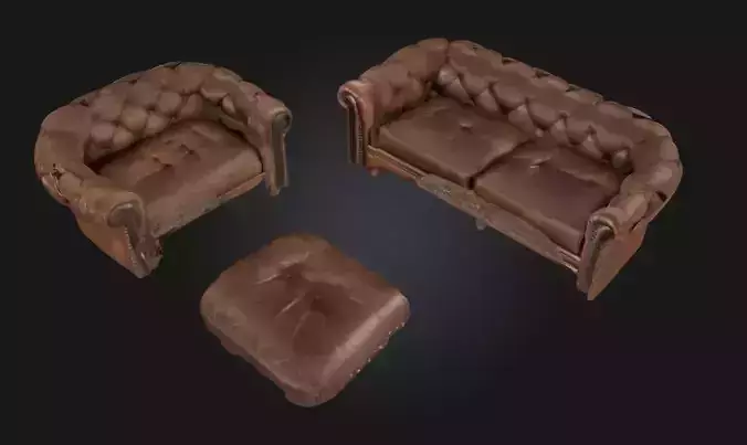 Rustic Leather Lounge Set Cozy Furniture Model 