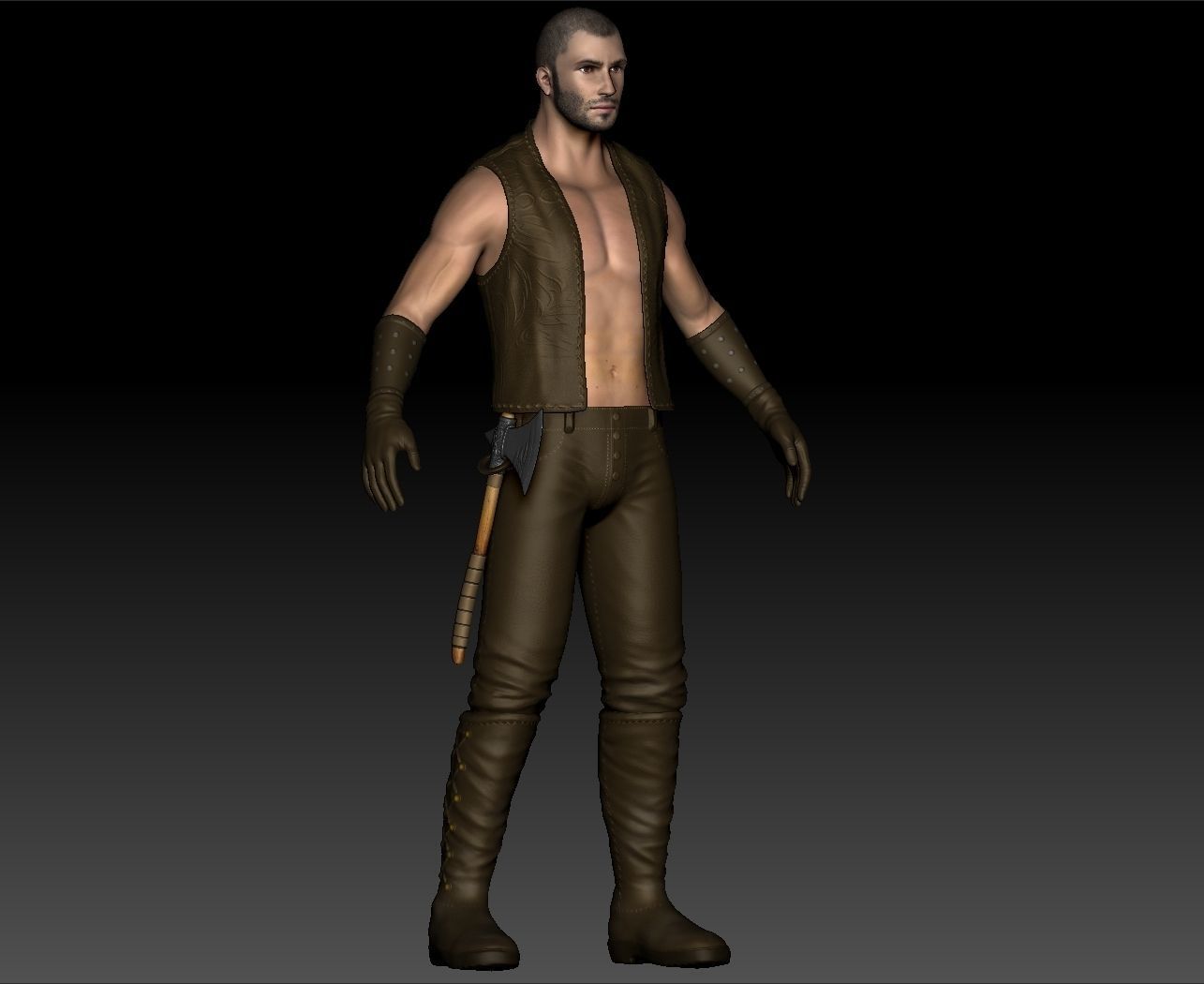 High Poly Armored Warrior 3D model_1