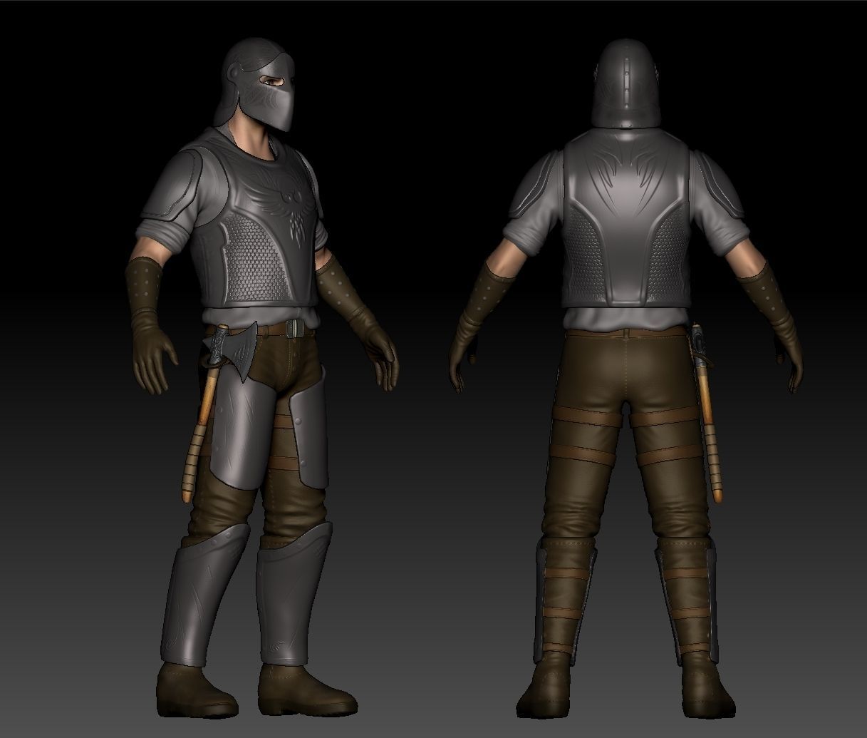 High Poly Armored Warrior 3D model_8