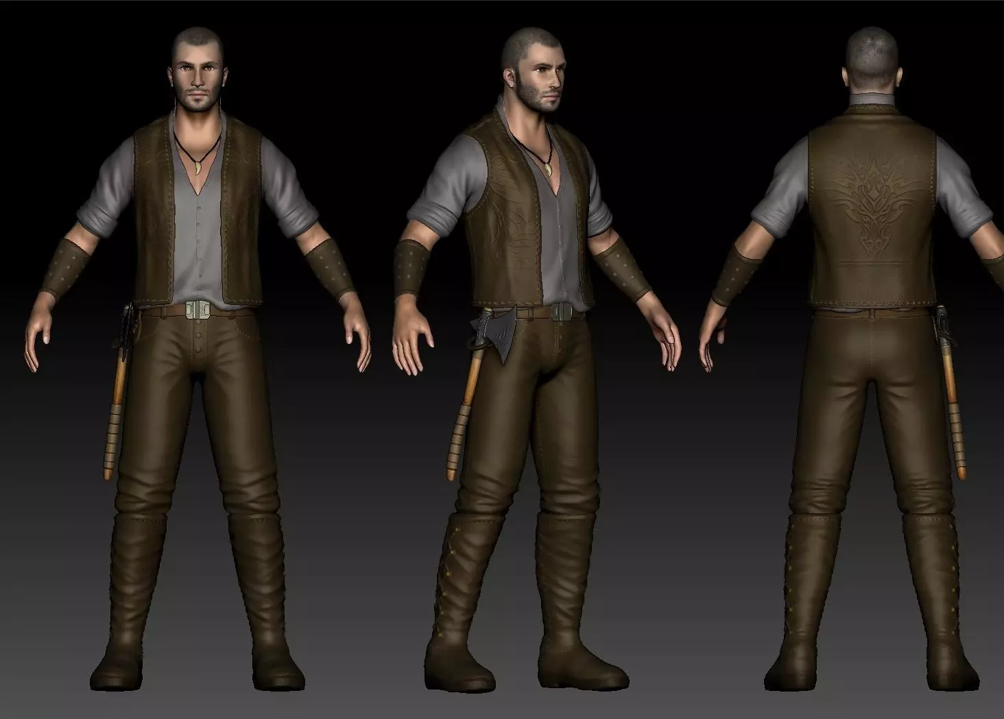 High Poly Armored Warrior 3D model_0