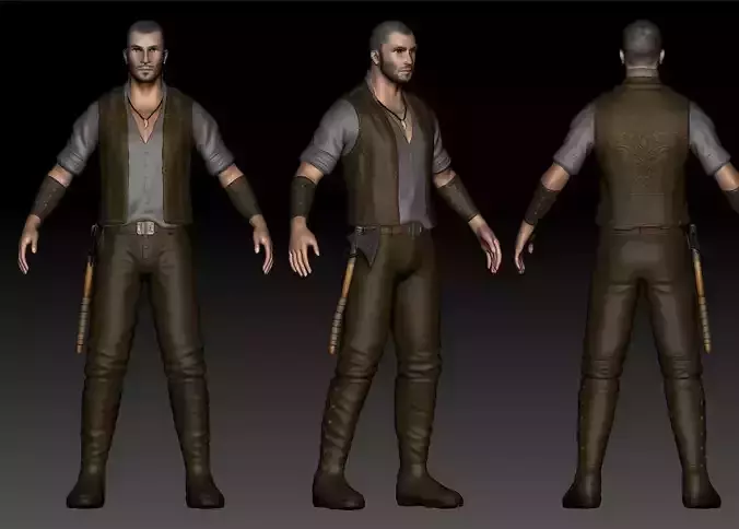 High Poly Armored Warrior 3D model