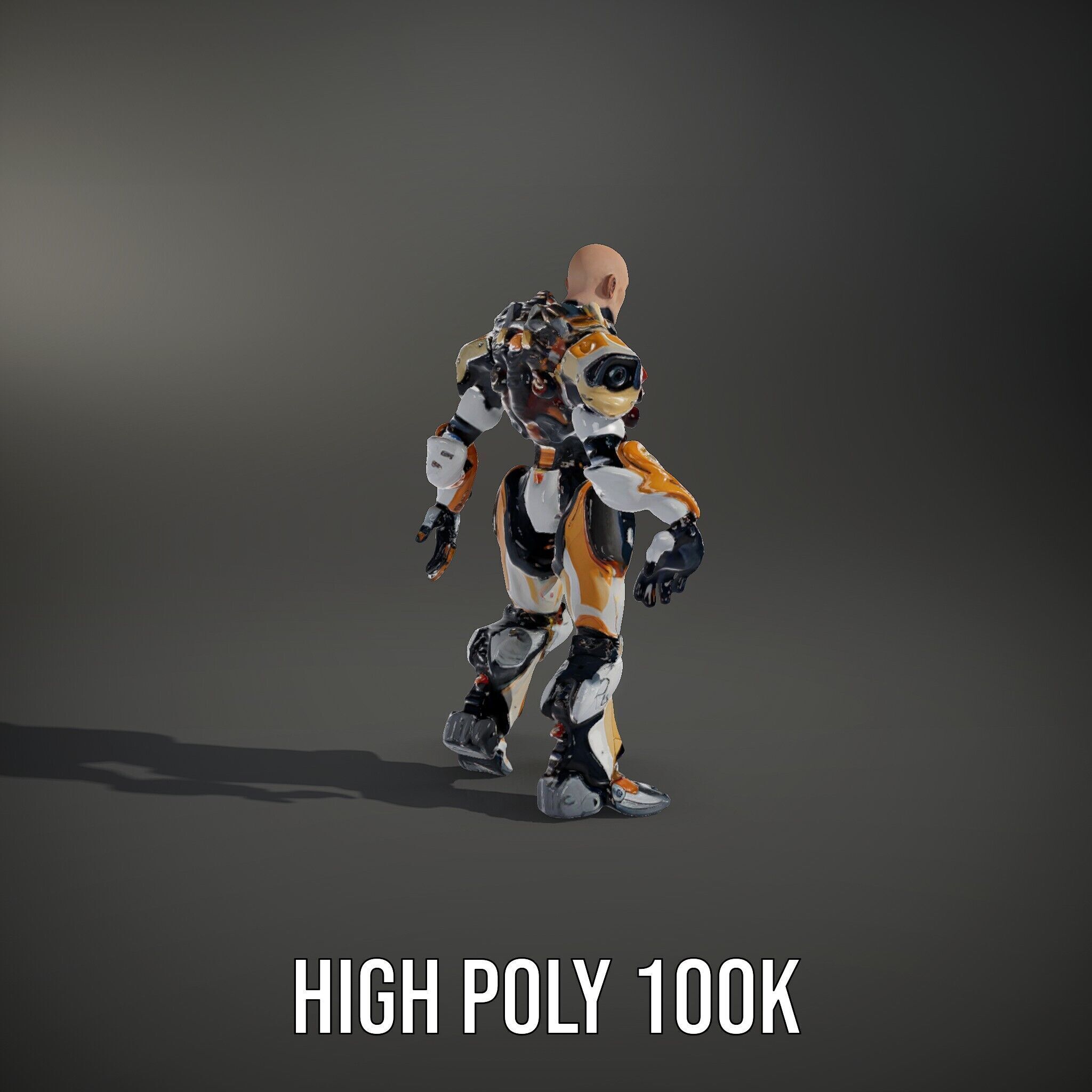 Futuristic Cyber Warrior Rigged and Animated Low-poly 3D model_17