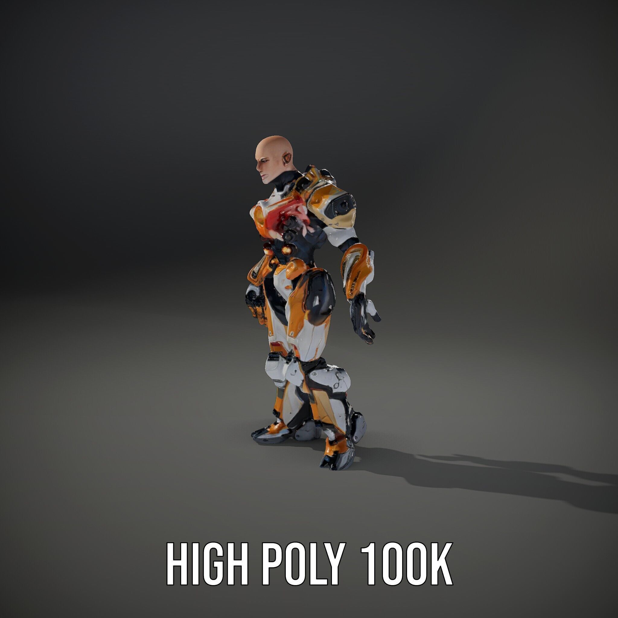 Futuristic Cyber Warrior Rigged and Animated Low-poly 3D model_11