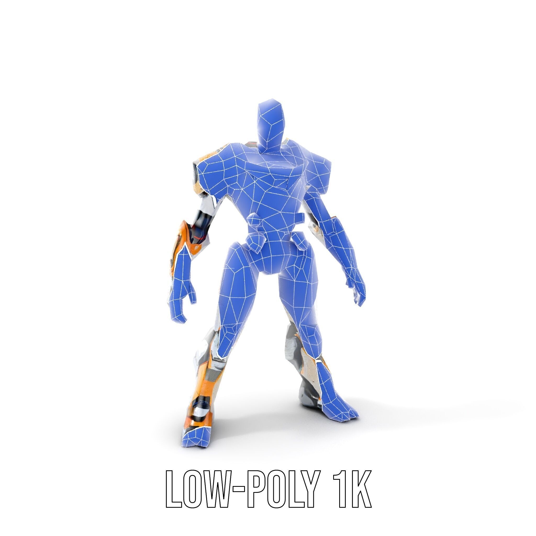 Futuristic Cyber Warrior Rigged and Animated Low-poly 3D model_10