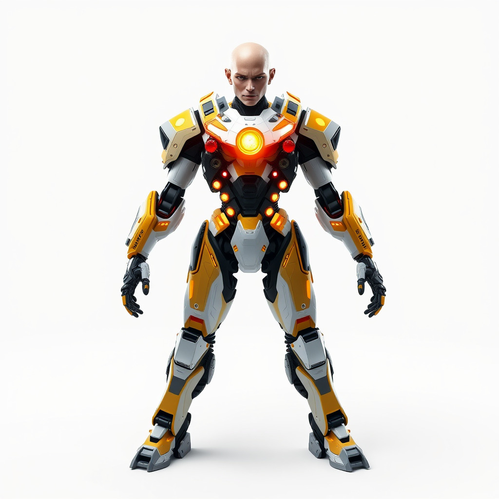 Futuristic Cyber Warrior Rigged and Animated Low-poly 3D model_3