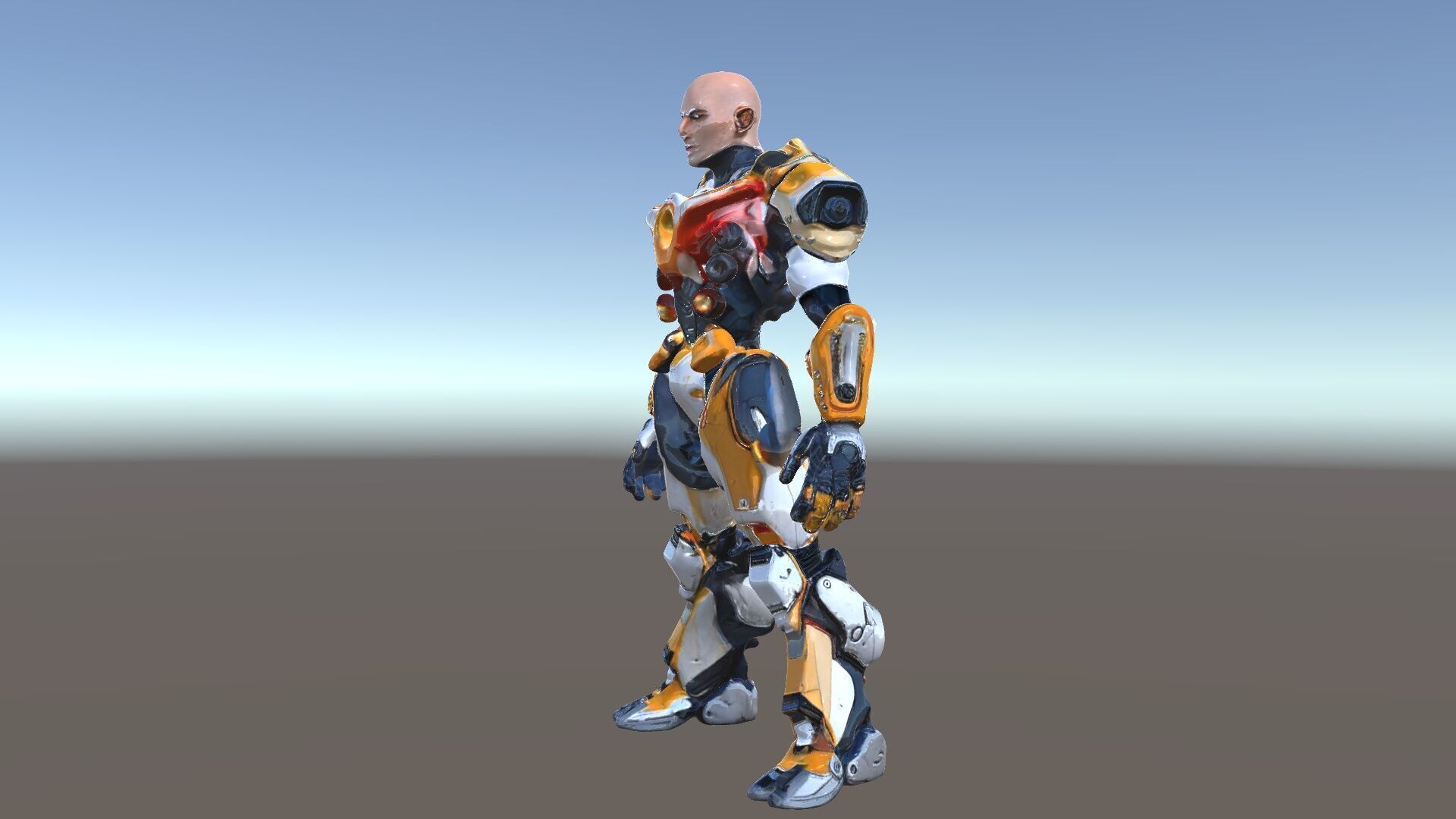 Futuristic Cyber Warrior Rigged and Animated Low-poly 3D model_6