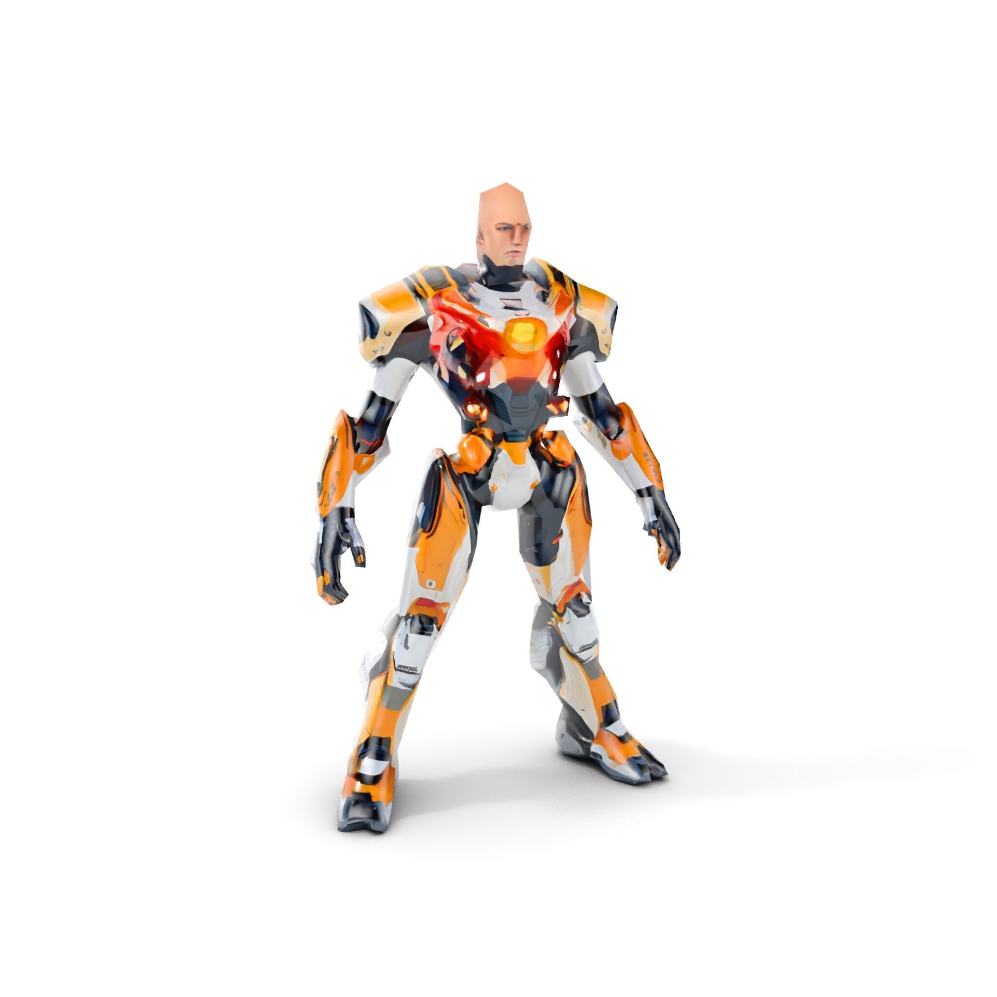 Futuristic Cyber Warrior Rigged and Animated Low-poly 3D model_8