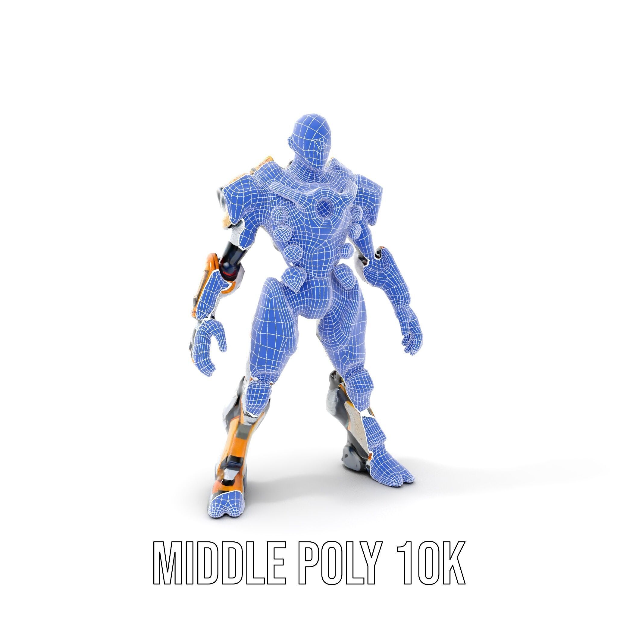 Futuristic Cyber Warrior Rigged and Animated Low-poly 3D model_23