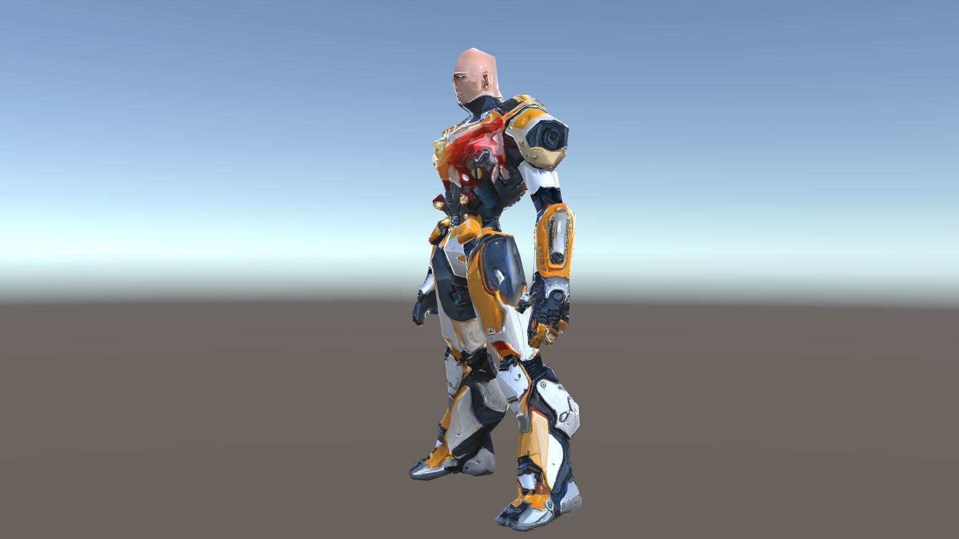 Futuristic Cyber Warrior Rigged and Animated Low-poly 3D model_36