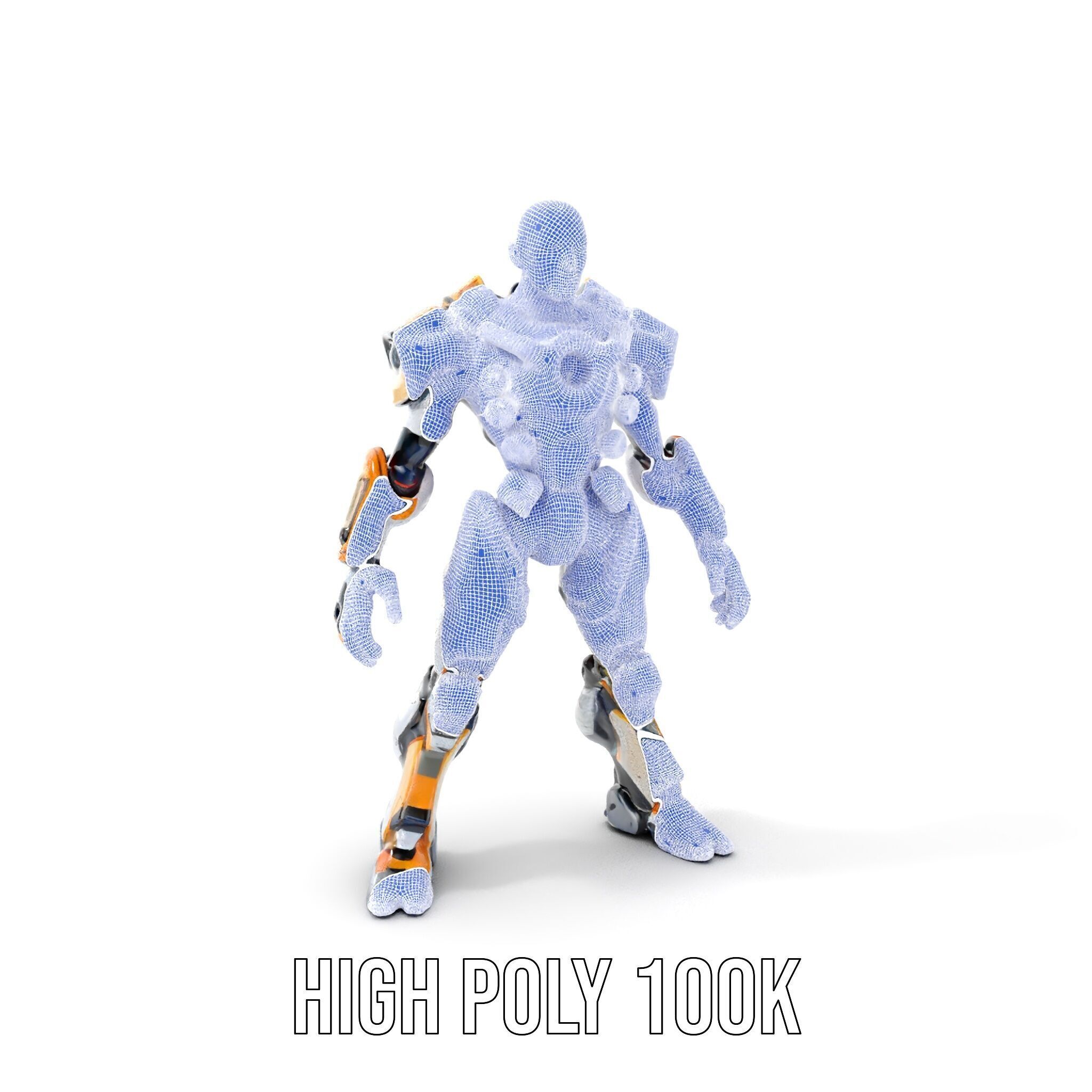 Futuristic Cyber Warrior Rigged and Animated Low-poly 3D model_5
