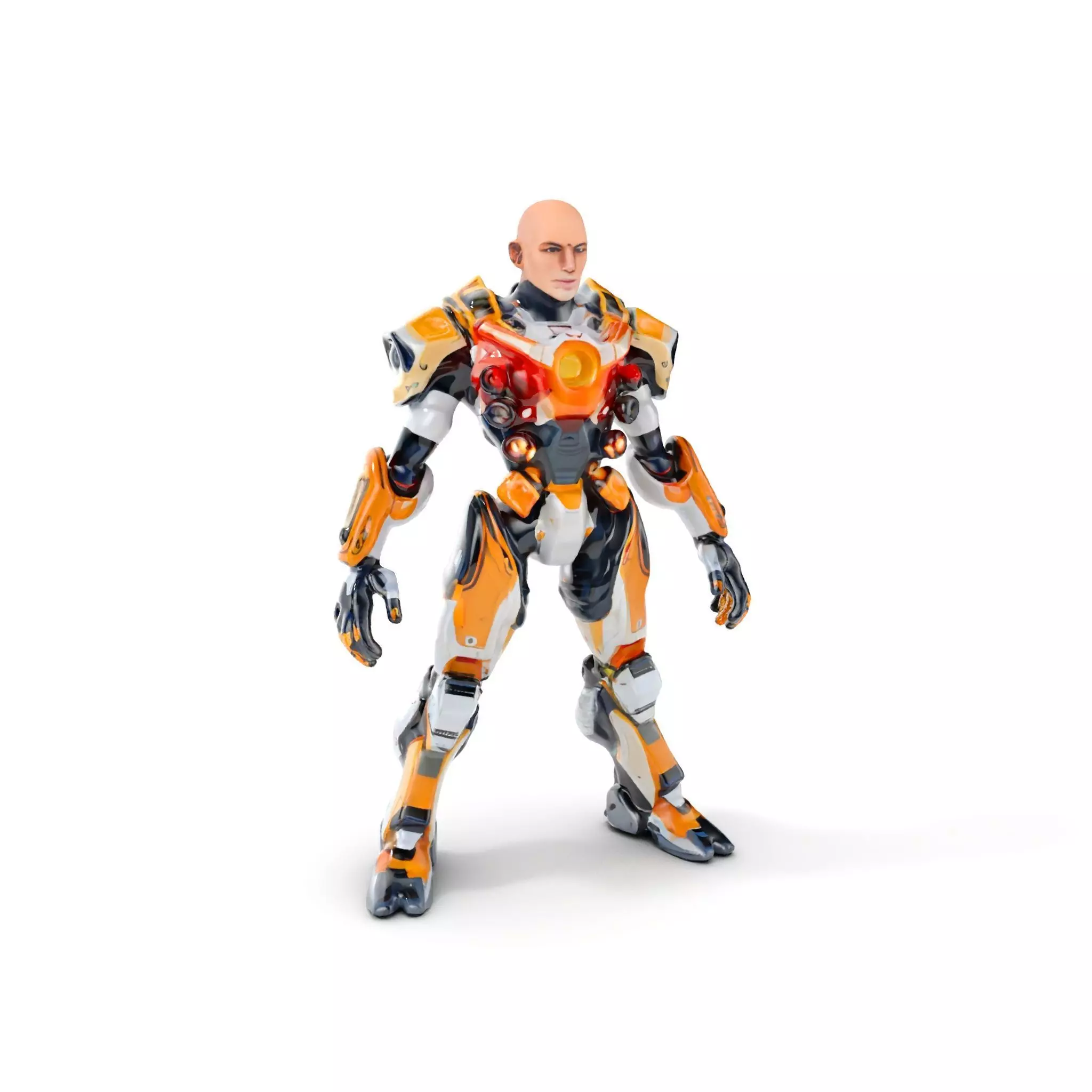 Futuristic Cyber Warrior Rigged and Animated Low-poly 3D model_0