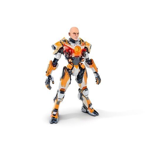 Futuristic Cyber Warrior Rigged and Animated Low-poly 3D model