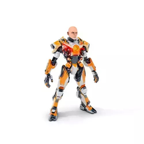 Futuristic Cyber Warrior Rigged and Animated Low-poly 3D model
