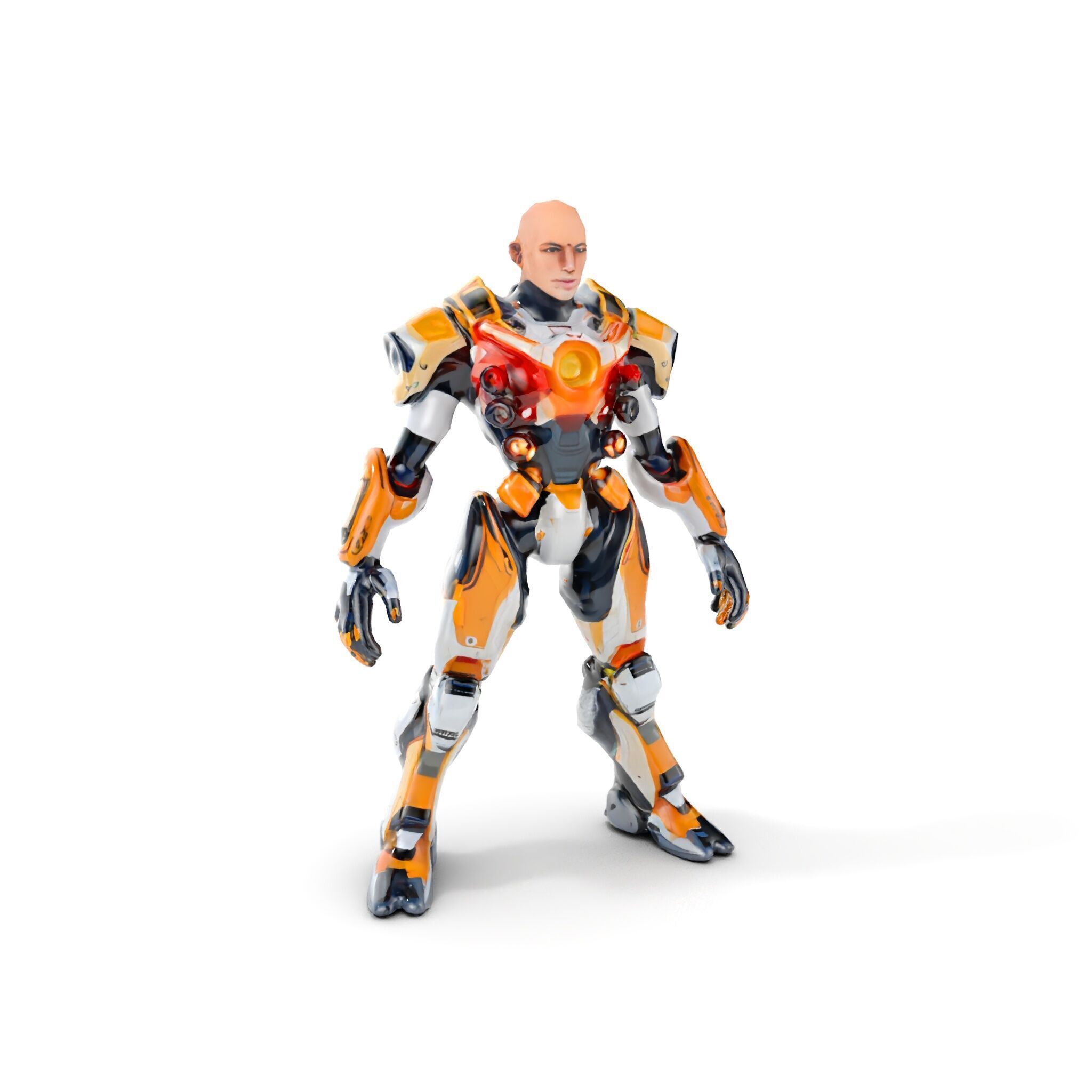 Futuristic Cyber Warrior Rigged and Animated Low-poly 3D model_21