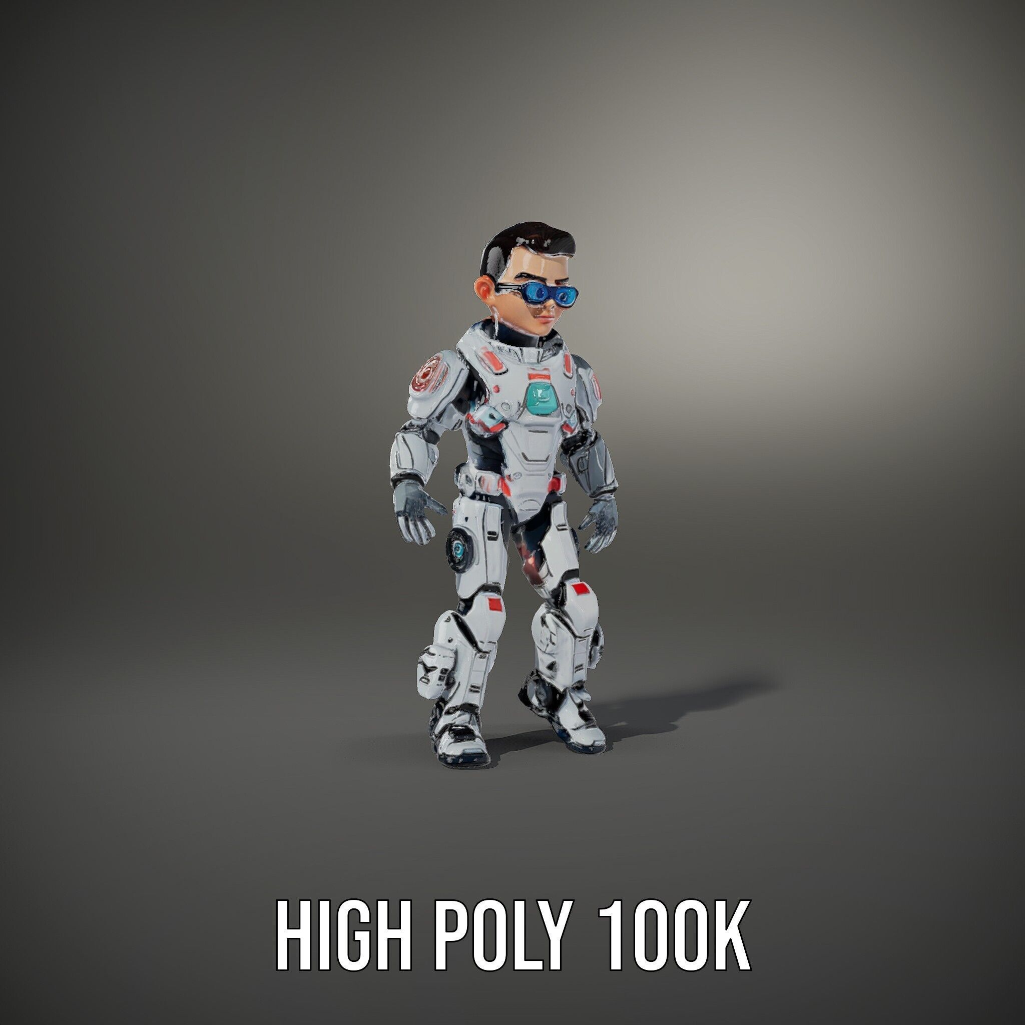 Futuristic Cyber Warrior Character Model  Fully Rigged and An... Low-poly 3D model_16