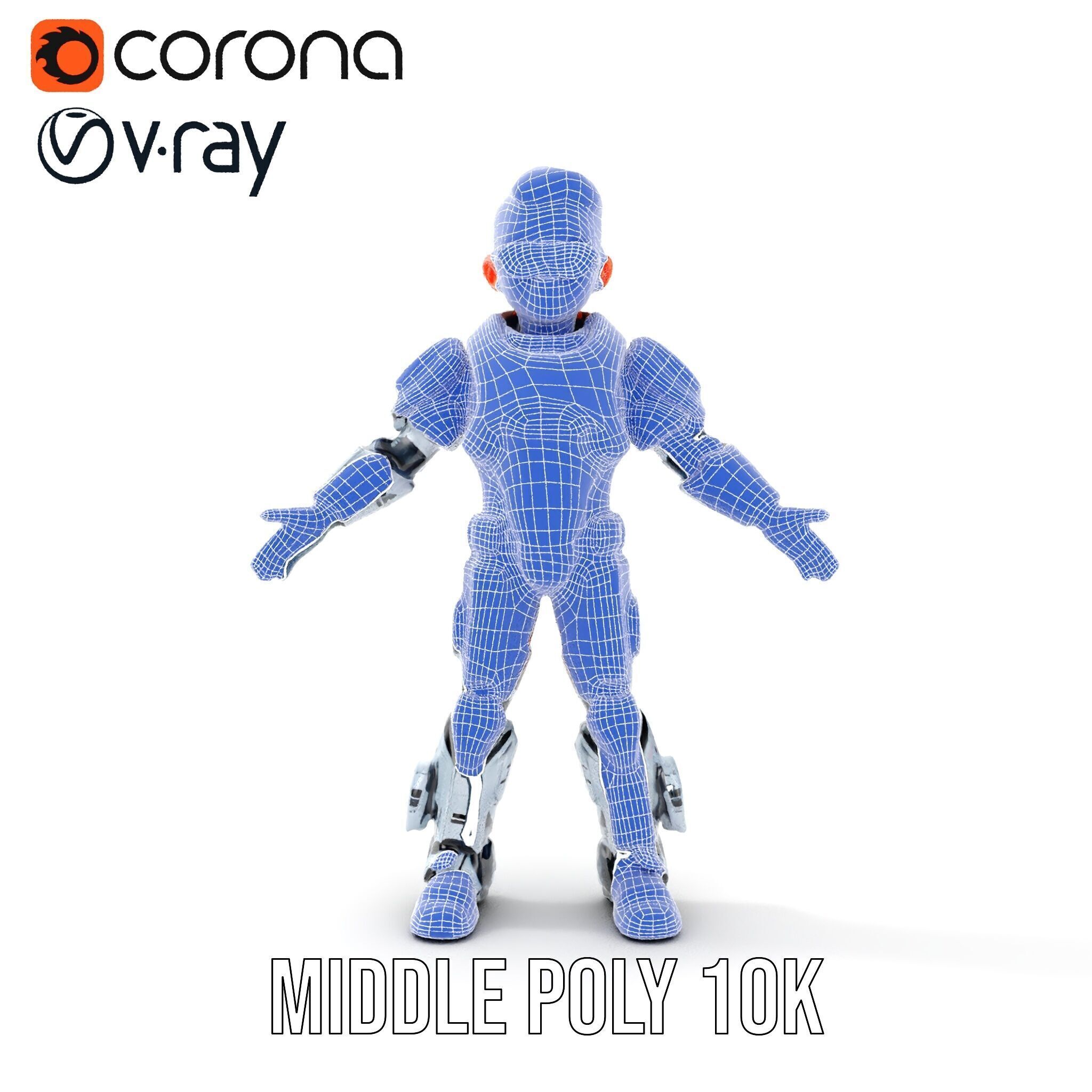 Futuristic Cyber Warrior Character Model  Fully Rigged and An... Low-poly 3D model_32