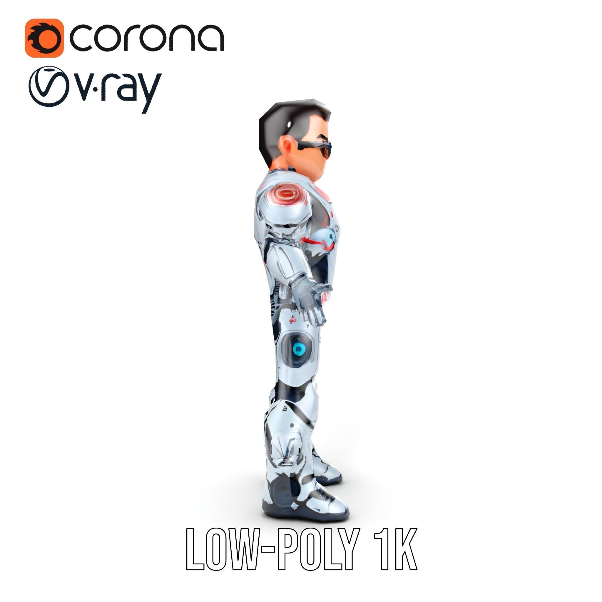 Futuristic Cyber Warrior Character Model  Fully Rigged and An... Low-poly 3D model_15