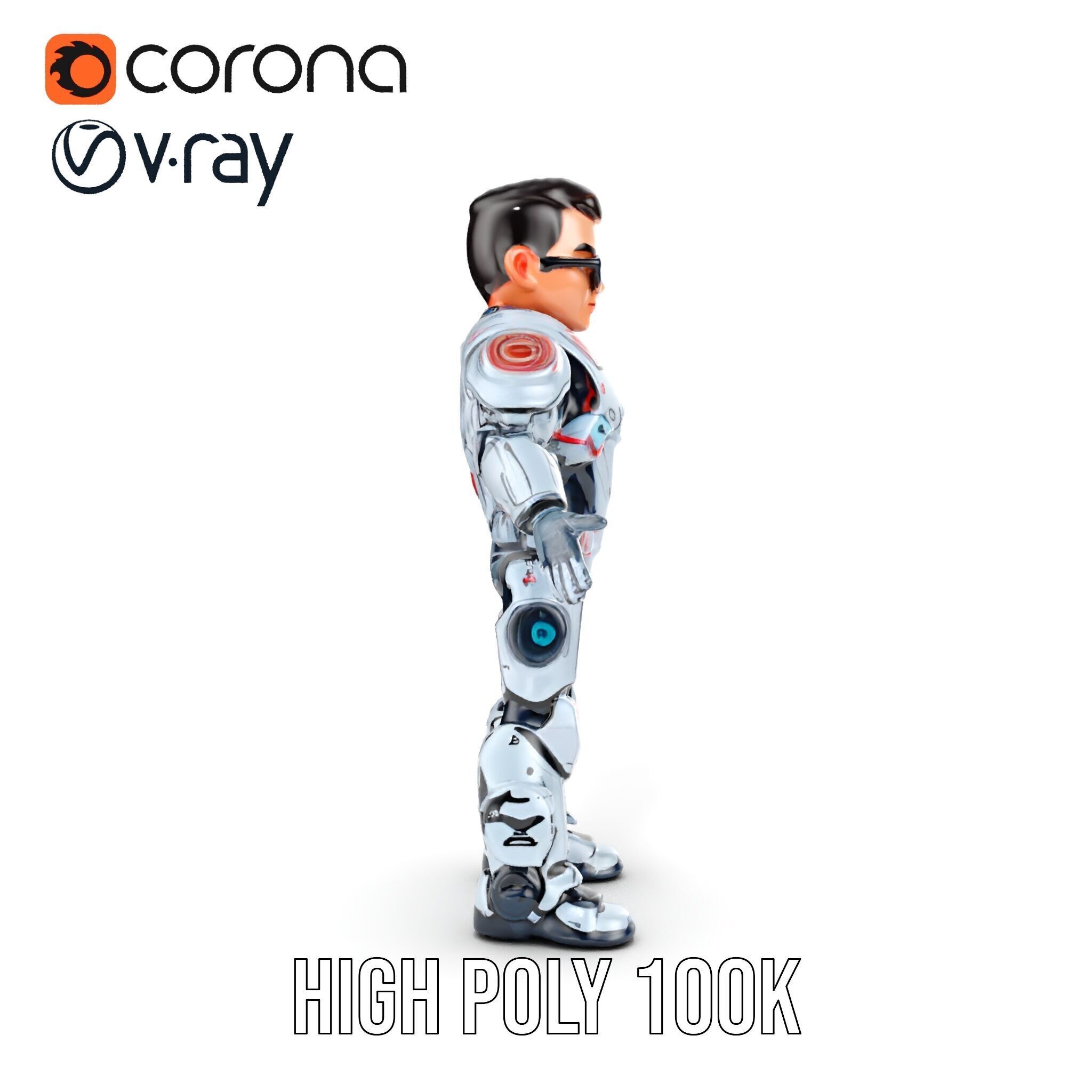 Futuristic Cyber Warrior Character Model  Fully Rigged and An... Low-poly 3D model_31