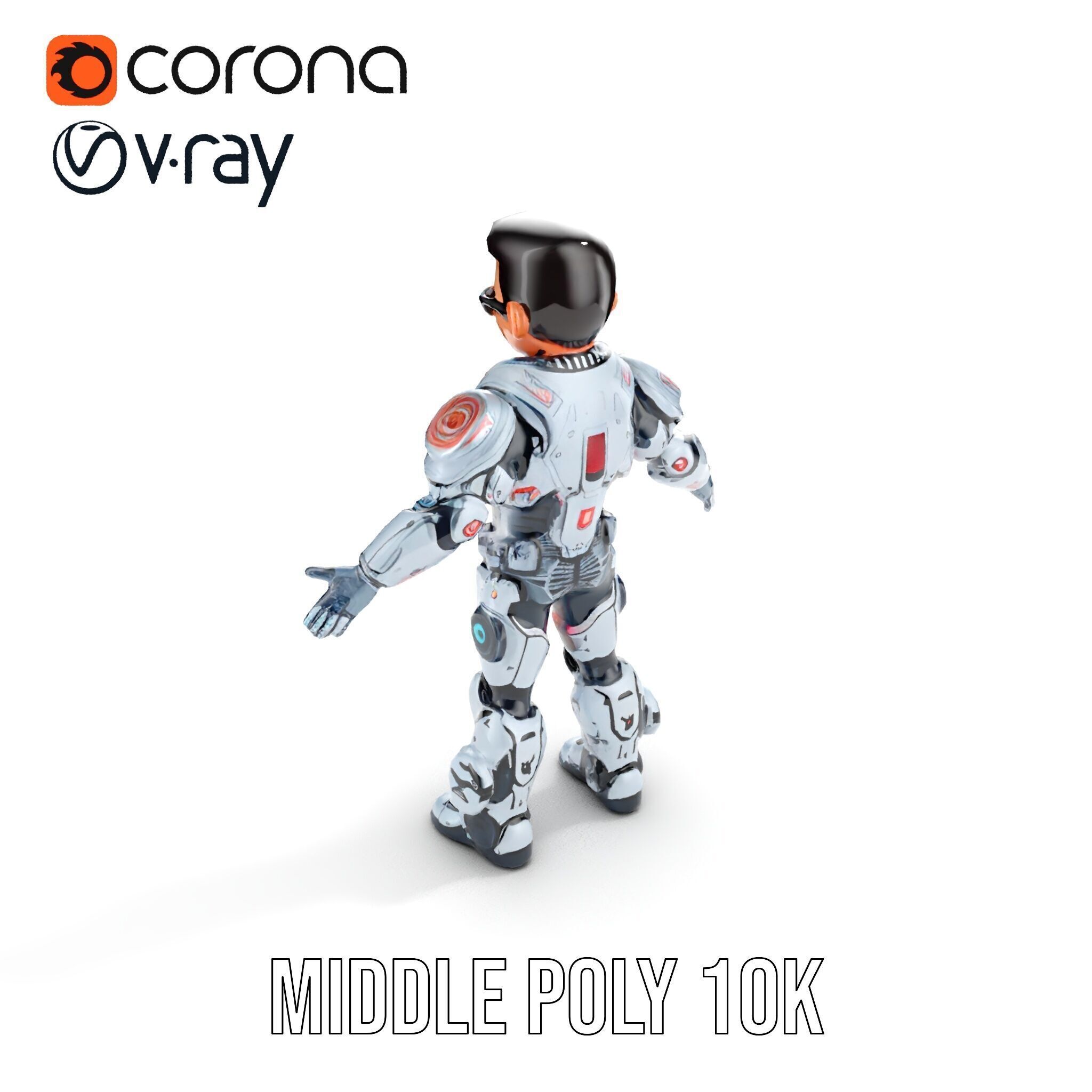 Futuristic Cyber Warrior Character Model  Fully Rigged and An... Low-poly 3D model_14