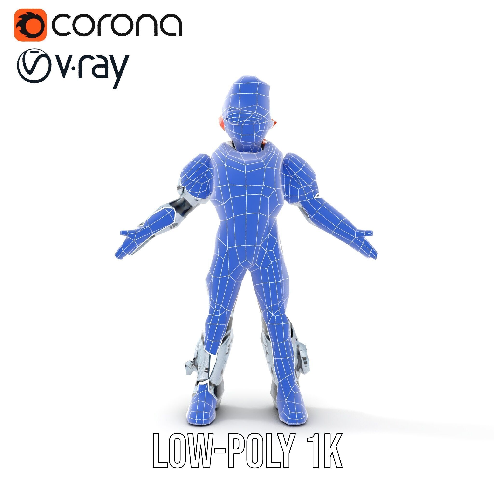 Futuristic Cyber Warrior Character Model  Fully Rigged and An... Low-poly 3D model_10