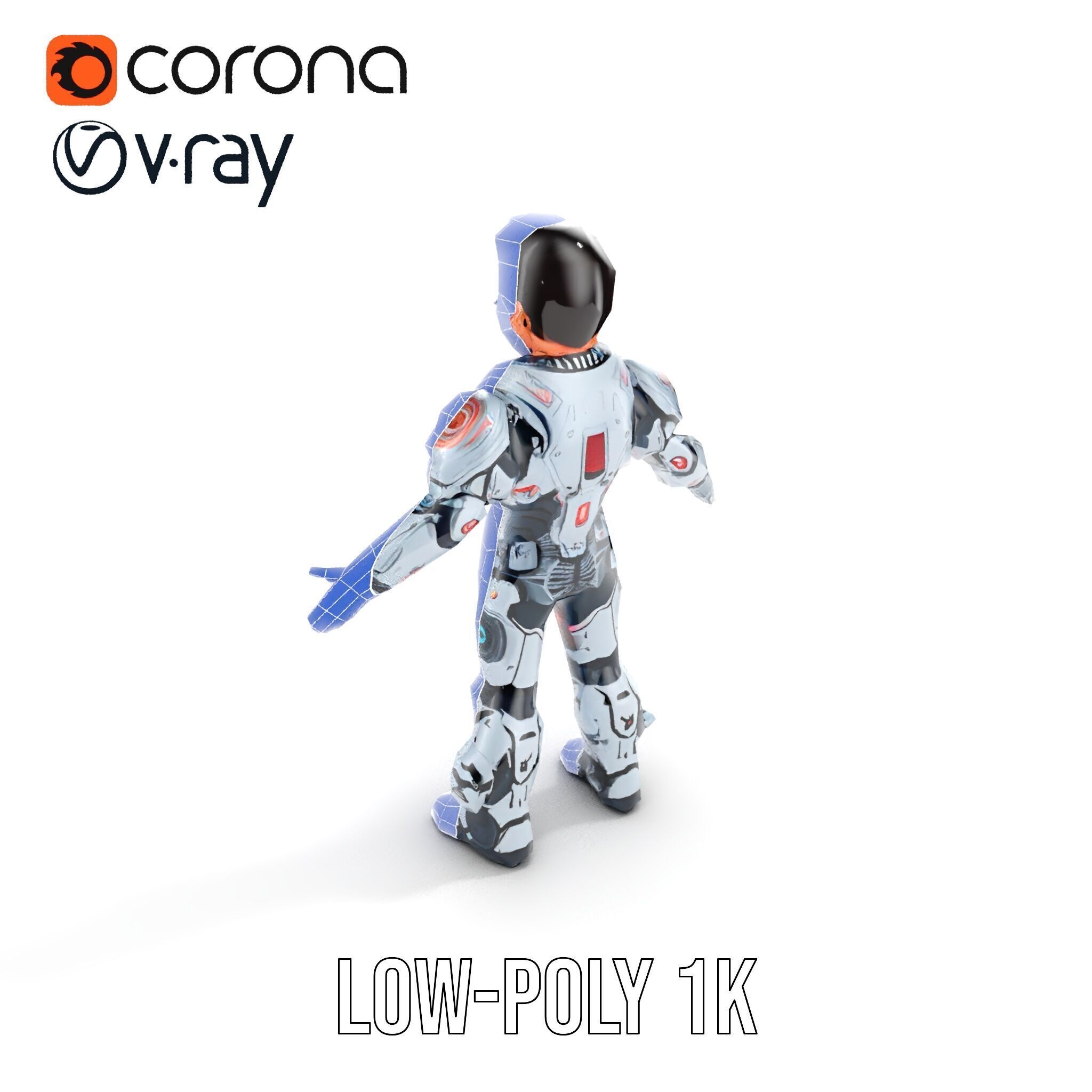 Futuristic Cyber Warrior Character Model  Fully Rigged and An... Low-poly 3D model_30