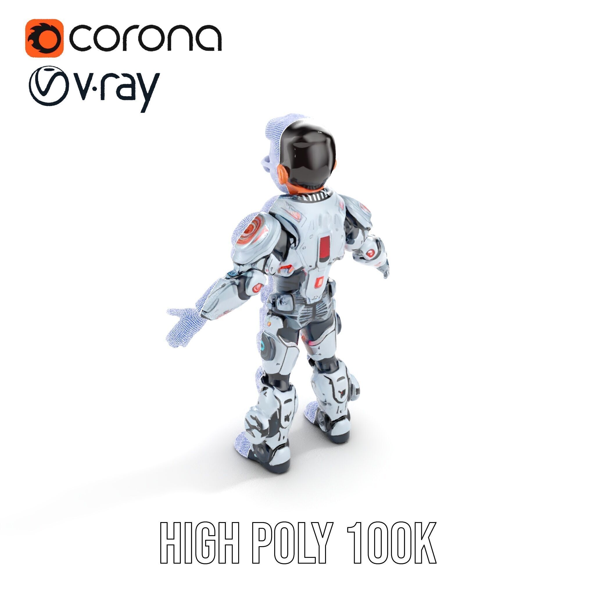 Futuristic Cyber Warrior Character Model  Fully Rigged and An... Low-poly 3D model_41