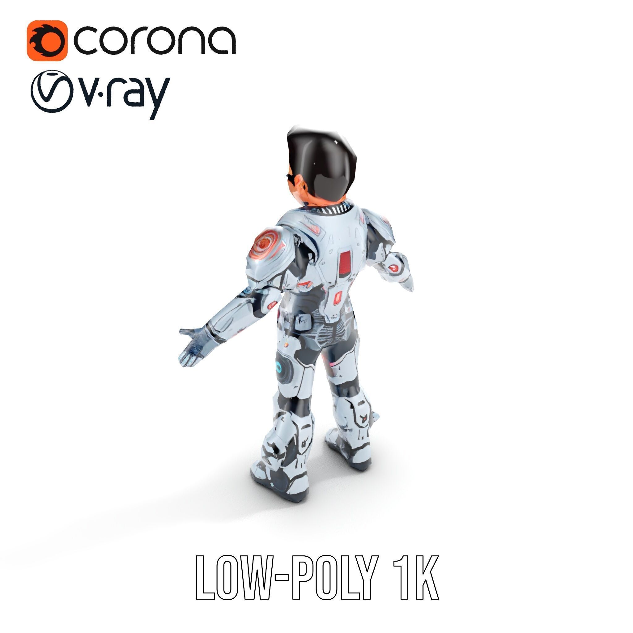 Futuristic Cyber Warrior Character Model  Fully Rigged and An... Low-poly 3D model_24