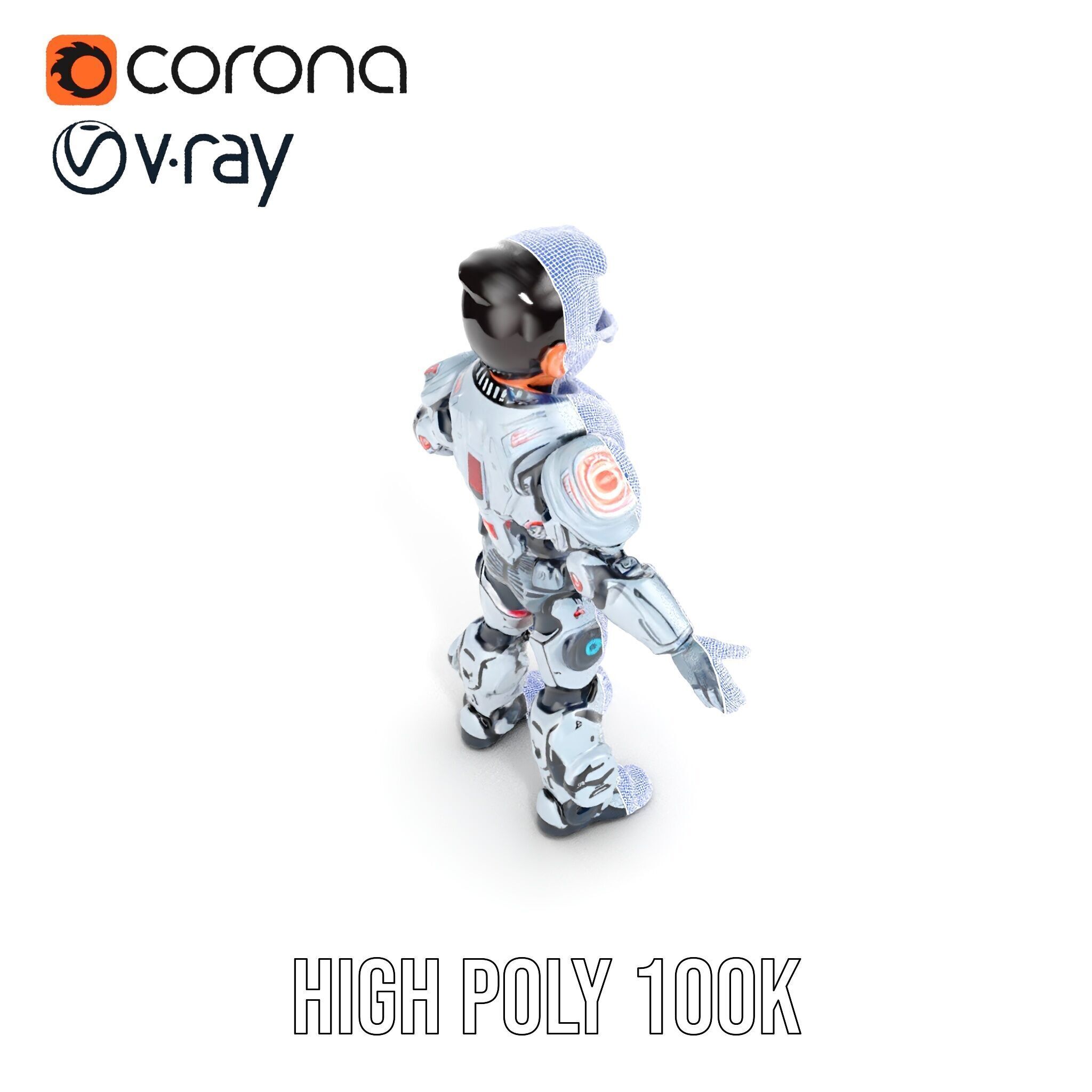 Futuristic Cyber Warrior Character Model  Fully Rigged and An... Low-poly 3D model_34