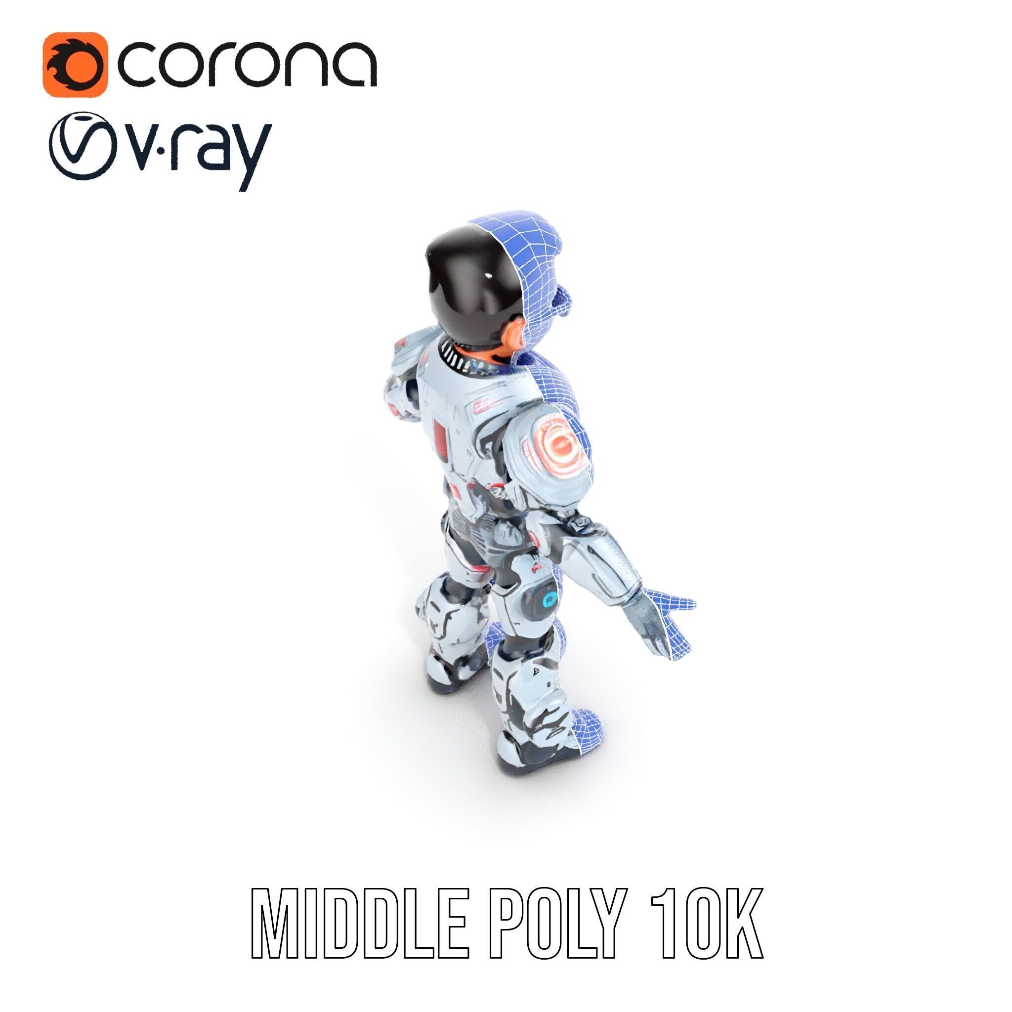 Futuristic Cyber Warrior Character Model  Fully Rigged and An... Low-poly 3D model_35